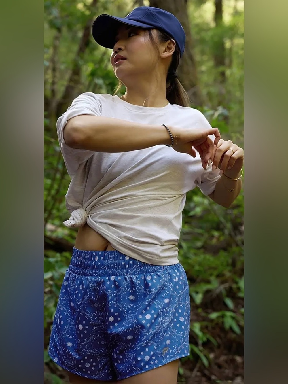 Fabletics Blue Bandana Printed Athletic Shorts Size Large